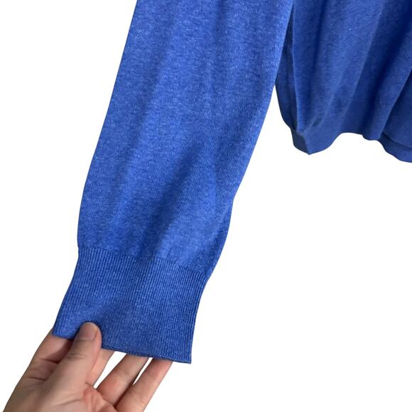 Quiet luxury silk linen sweater Banana Republic blue v‎ neck XL - Picture 3 of 6